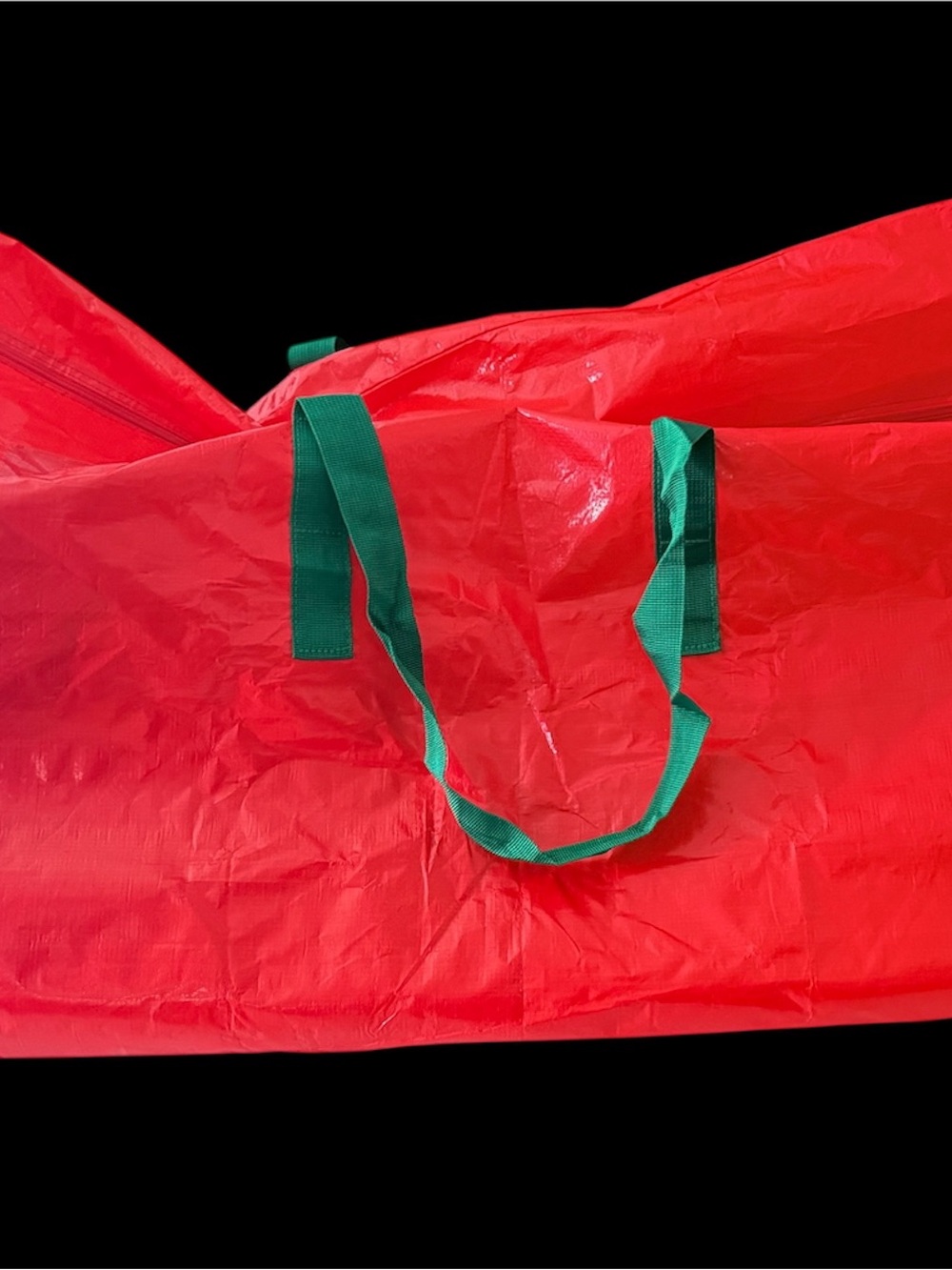 Red Party Storage Bag with Green Handles - Gift Wrap Tote